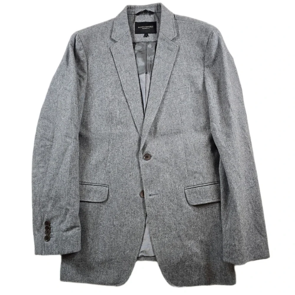Banana Republic Blazer Mens 40R Grey 100% Cotton Italian Fabric Tailored Fit